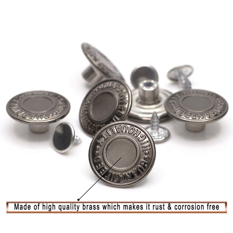 Enosea 12 Sets No-Sew Permanent Buttons Jean Tack Buttons 20mm (Gun Black) - Image 2